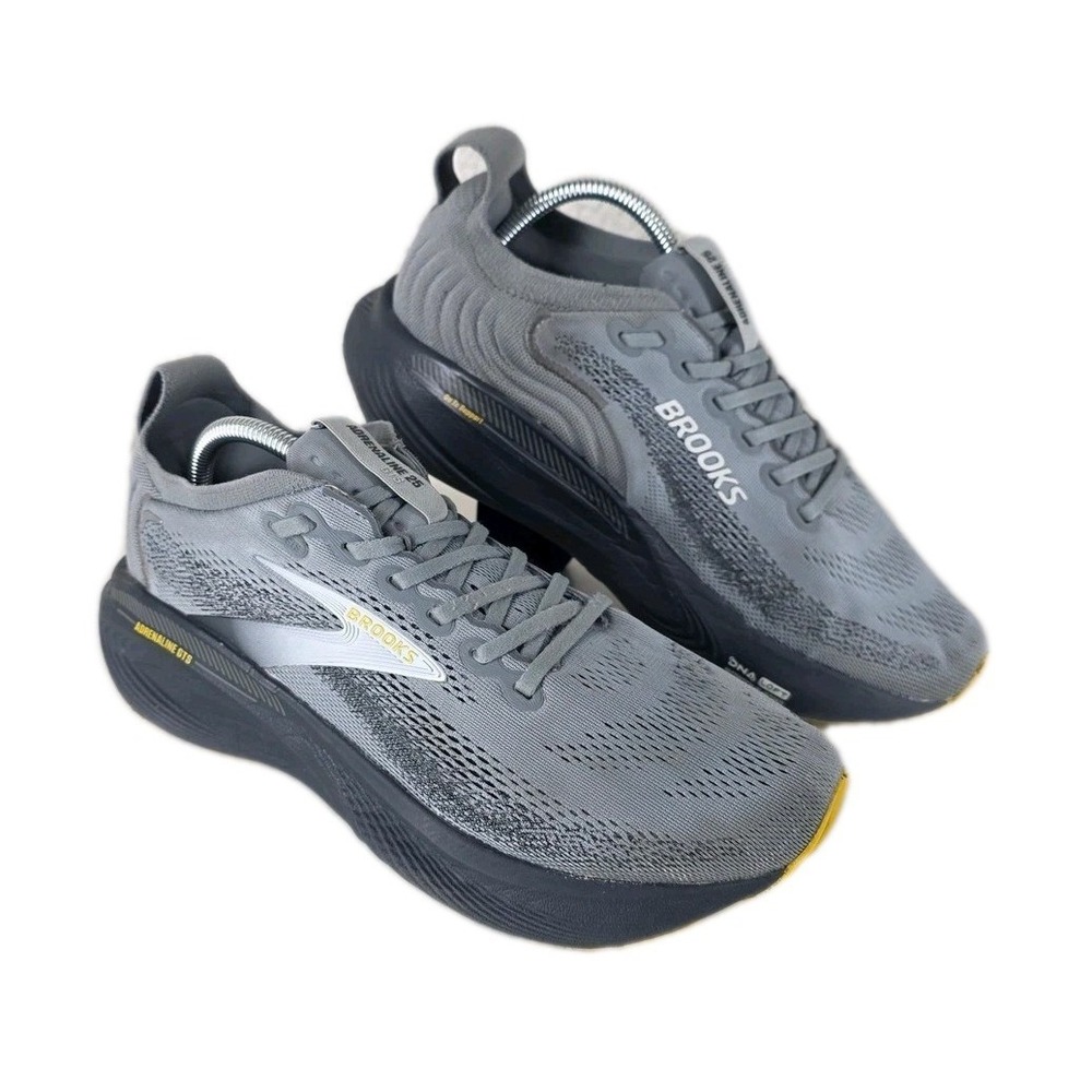 Brooks Adrenaline GTS 25 Mens 8.5 2E Running Shoes Grey Black Yellow Performance